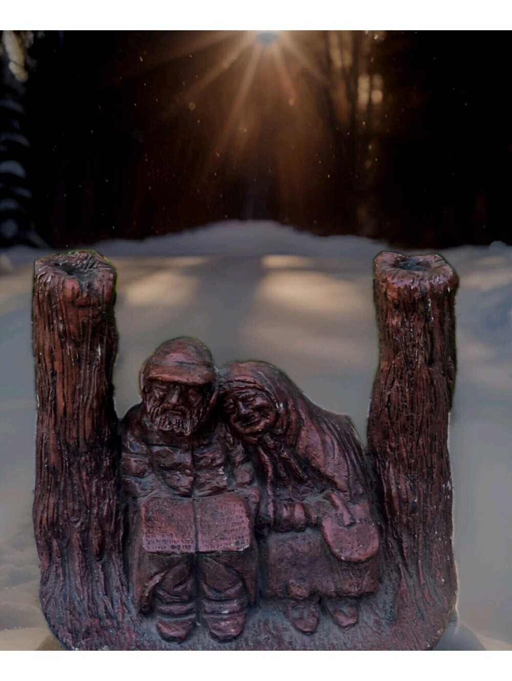 Vtg Bernardi 1967 Signed Sculpture Candle Holde Ma & Pa  Resin Composite 8X10"